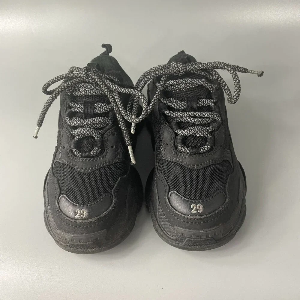 Balenciaga Triple S Kid's Black Polyurethane Wedge Trainer Sneakers, 29 - Picture 4 of 14
